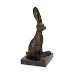 Beeldje - Sitting hare - Brons, Marmer