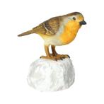 Beeldje - Robin on stone - Brons, Steen