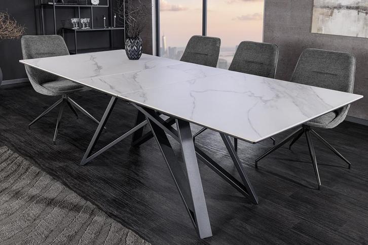 Uitschuifbare eettafel ATLAS 160-200cm wit marmer design, Huis en Inrichting, Tafels | Eettafels, Ophalen of Verzenden