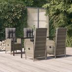 vidaXL 5-delige Tuinset met kussens poly rattan zwart en, Verzenden, Nieuw, Rotan, Tuinset