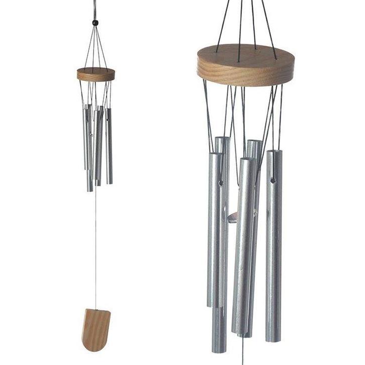 Houten windgong met metalen buizen, 37cm NIEUW, Huis en Inrichting, Woonaccessoires | Overige, Nieuw, Ophalen of Verzenden