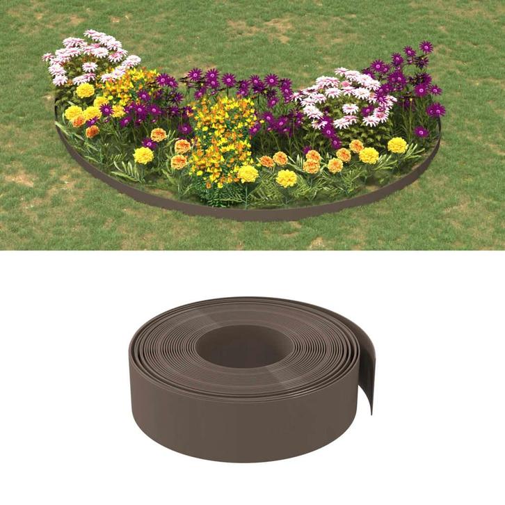 vidaXL Tuinranden 2 st 10 m 15 cm polyetheen bruin, Tuin en Terras, Overige Tuin en Terras, Nieuw, Verzenden