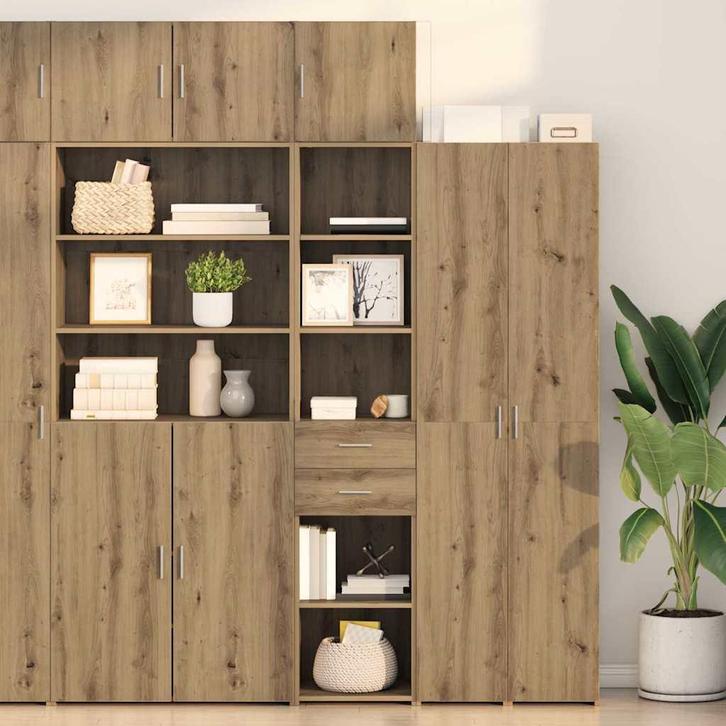 vidaXL Highboard Artisan Eiken 40 x 42,5 x 185 cm Bewerkt, Huis en Inrichting, Kasten | Buffetkasten, 25 tot 50 cm, Nieuw, Overige houtsoorten