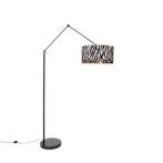 Vloerlamp zwart met kap zebra 50 cm - Editor, Nieuw, Overige materialen, Modern, 150 tot 200 cm