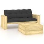 vidaXL 2-delige Loungeset met kussens geïmpregneerd, Verzenden, Nieuw, Loungeset