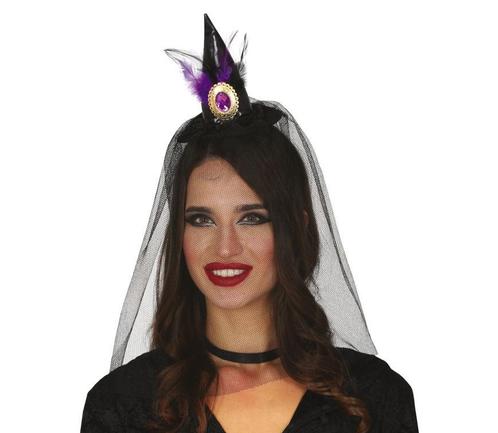 Halloween Tiara Heksenhoed Sluier, Hobby en Vrije tijd, Feestartikelen, Nieuw, Verzenden