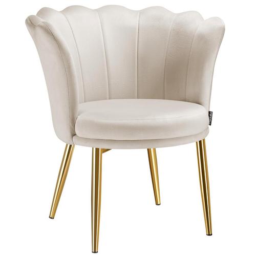 Fauteuil Stella, dikke vulling, 67x64x76cm - Fluweellook crè, Huis en Inrichting, Stoelen, Verzenden