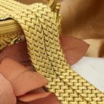 Vintage gouden brede schakelarmband, Sieraden, Tassen en Uiterlijk, Armbanden, Ophalen of Verzenden, Gebruikt, Overige kleuren