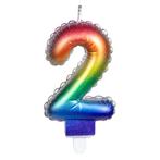Regenboog Kaars 2 Jaar 8cm, Hobby en Vrije tijd, Verzenden, Nieuw