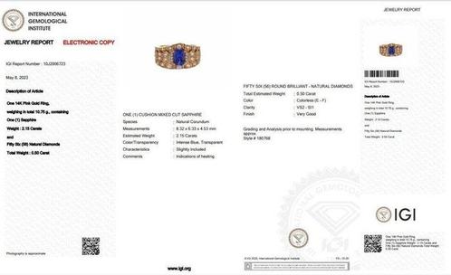 Ring - 14 karaat Roségoud - 2.65ct. tw. Saffier - Diamant, Sieraden, Tassen en Uiterlijk, Ringen