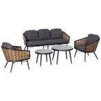 TRUUSK Rotan-look Vijfdelige Bankstel Met Twee Bijzettafels,, Tuin en Terras, Tuinsets en Loungesets, Verzenden, Nieuw