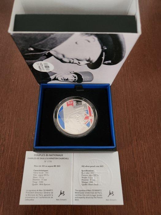 Frankrijk. 10 Euro 2021 De Gaulle et Churchill Proof, Postzegels en Munten, Munten | Europa | Euromunten