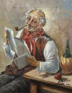 Italiaanse school (XX) - Uomo anziano che fuma la pipa