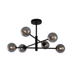 Moderne plafondlamp zwart met smoke glas 6-lichts - Ryan, Nieuw, Metaal, Modern