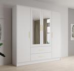 Meubella | Kledingkast wit 201x202x40 Garderobekast, Nieuw, 25 tot 50 cm, 200 cm of meer, Modern