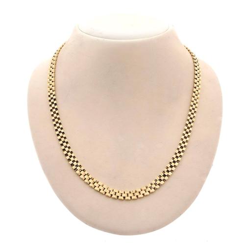 Gouden panter schakel collier | 45,5 cm (ketting, jasseron), Sieraden, Tassen en Uiterlijk, Kettingen, Overige kleuren, Gebruikt