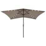 vidaXL Parasol met LEDs en stalen paal 2x3 m taupe, Tuin en Terras, Parasols, Verzenden, Nieuw, 2 tot 3 meter
