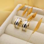 Paul Simons bicolor gouden oorbellen; Halfrond, Ophalen of Verzenden, Gebruikt, Overige kleuren, Goud