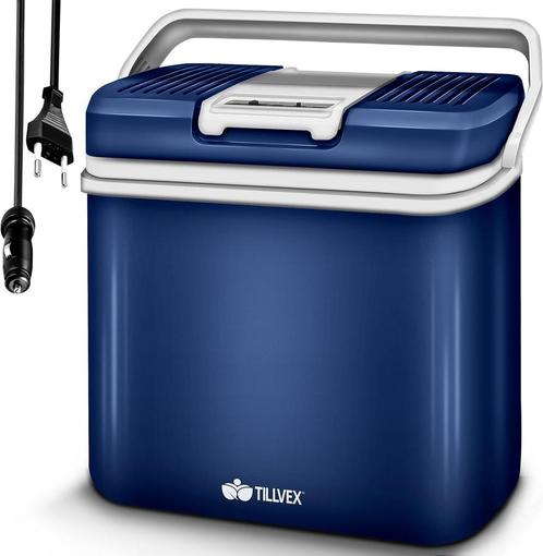 Tillvex® Elektrische Koelbox – 24L – 12V&  230V Stekker – Bl, Hobby en Vrije tijd, Overige Hobby en Vrije tijd, Nieuw, Verzenden