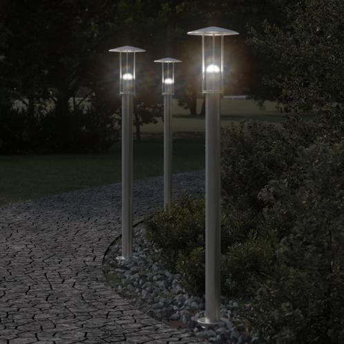 vidaXL Vloerlamp voor buiten 3 st 100 cm roestvrij staal, Tuin en Terras, Buitenverlichting, Nieuw, Verzenden