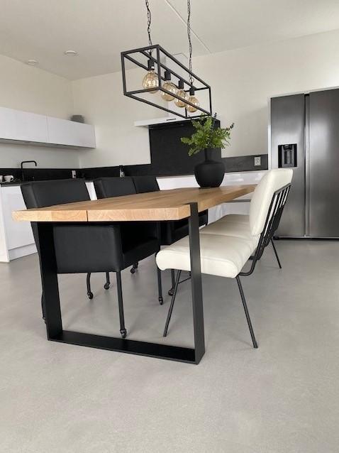 Set van 3 leren eetkamerstoelen en een leren eetkamerbank -, Huis en Inrichting, Stoelen, Overige kleuren, Nieuw, Leer, Ophalen of Verzenden