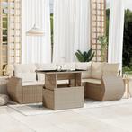 vidaXL 6-delige Loungeset met kussens poly rattan beige, Tuin en Terras, Tuinsets en Loungesets, Verzenden, Nieuw, Rotan, Loungeset