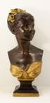 J B 1883 - Beeld, vrouwelijke buste - 58 cm - Terracotta,