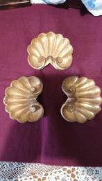 Lotto van 3 houten schelpen met gouden afwerking - Antiek -, Antiek en Kunst