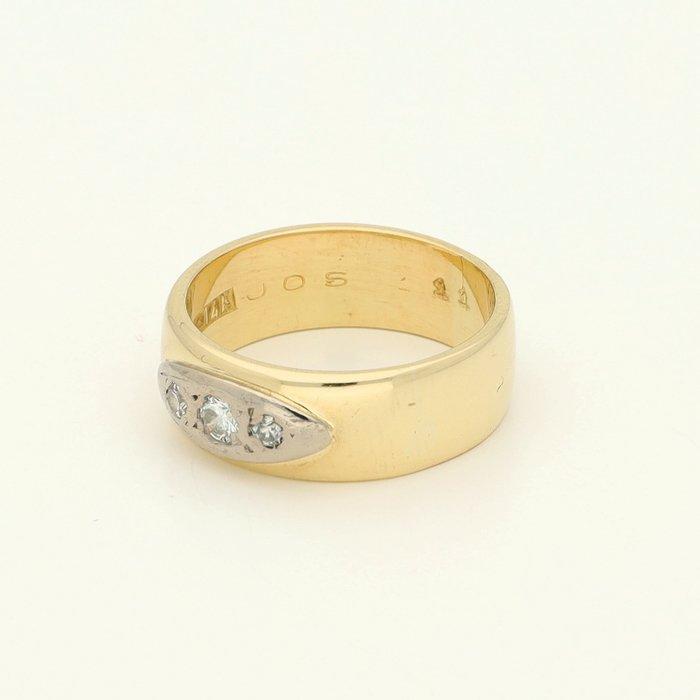Ring - 14 karaat Geel goud, Witgoud - 0.11ct. tw. Diamant, Sieraden, Tassen en Uiterlijk, Ringen