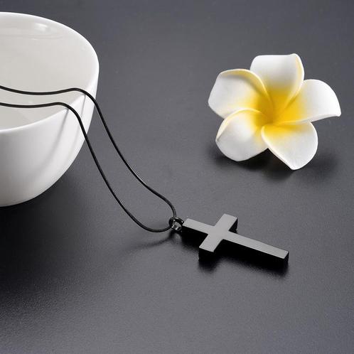 Assieraad, ashanger Kruis strak zwart, Sieraden, Tassen en Uiterlijk, Kettinghangers, Zwart, Nieuw, Kruis of Symbool, Overige materialen