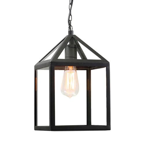 Industriële buiten hanglamp zwart IP23 - Amsterdam, Tuin en Terras, Buitenverlichting, Nieuw, 50 tot 250 watt, Overige materialen