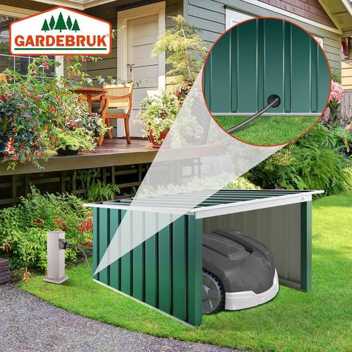 Robotmaaier Garage Groen Metaal 89x90x54cm (Tuinieren), Tuin en Terras, Overige Tuin en Terras, Nieuw, Verzenden