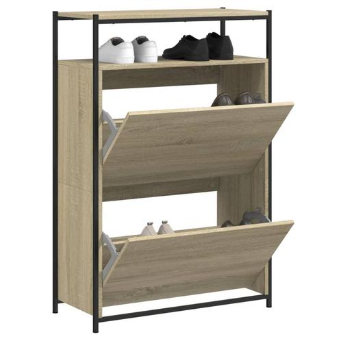 vidaXL Schoenenkast 75x34x112 cm bewerkt hout sonoma, Huis en Inrichting, Kasten | Schoenenrekken, Nieuw, Verzenden