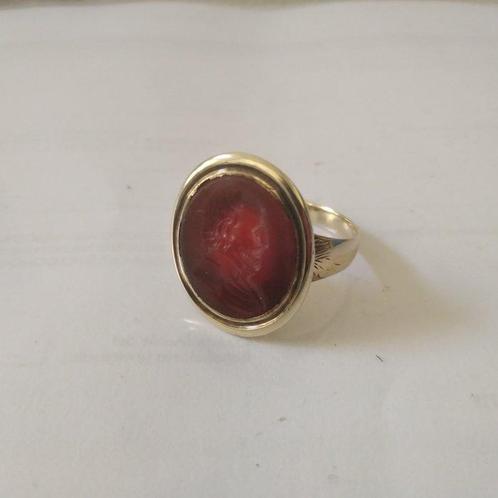 Zegelring - 14 karaat Geel goud - 0.00ct. tw. Carneool -, Sieraden, Tassen en Uiterlijk, Antieke sieraden
