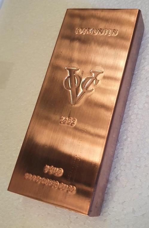 101MUNTEN Koper baar 1 kilo VOC 1602 &amp; VOC Duit, Postzegels en Munten, Edelmetalen en Baren, Koper, Verzenden