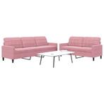 vidaXL 2-delige Loungeset met kussens fluweel roze, Huis en Inrichting, Banken | Bankstellen, Verzenden, Nieuw, Vierpersoons of meer