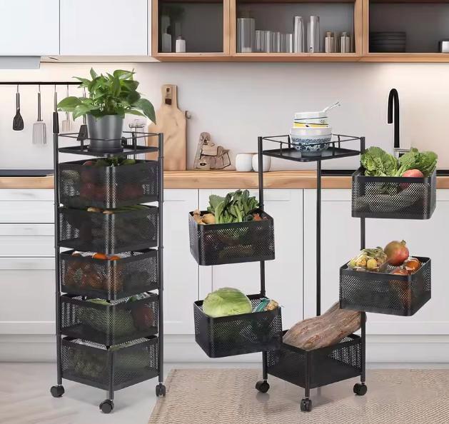 Roterend Opbergrek 6 Lagen – Metalen Fruitmand Keuken, Huis en Inrichting, Keuken | Keukenelementen, Nieuw, Verzenden