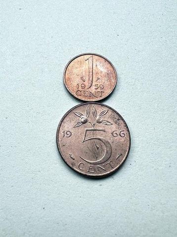 Nederland. Juliana. 1 Cent, 5 Cents 1959/1966 (Zonder beschikbaar voor biedingen