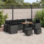 vidaXL 10-delige tuinbank set met kussens zwart poly rattan, Verzenden, Nieuw, Rotan