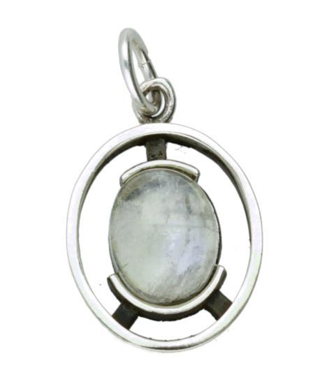 Zilveren Ovaal open met maansteen edelsteen hanger, Sieraden, Tassen en Uiterlijk, Kettinghangers, Verzenden