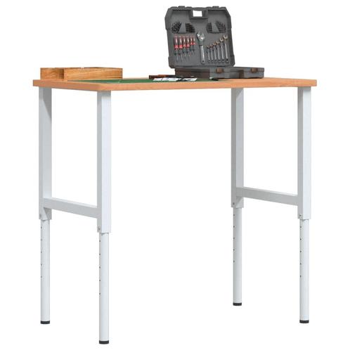 vidaXL Werkbank rechthoekig 100x60x(71,5-98) cm massief, Doe-het-zelf en Verbouw, Werkbanken, Nieuw, Verzenden