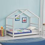 Kinderbed houten bed huisbed met bedbodem 80x160 wit, Kinderen en Baby's, Kinderkamer | Bedden, Nieuw, Verzenden