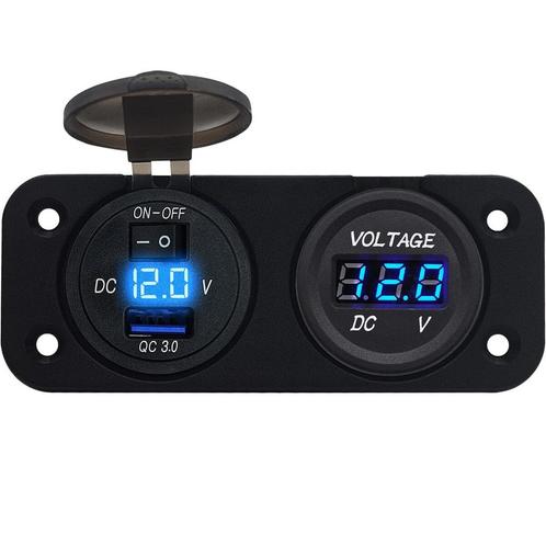 ProRide 12V USB Autolader Inbouw met Schakelaar/Voltmeter -, Doe-het-zelf en Verbouw, Elektra en Kabels, Nieuw, Verzenden