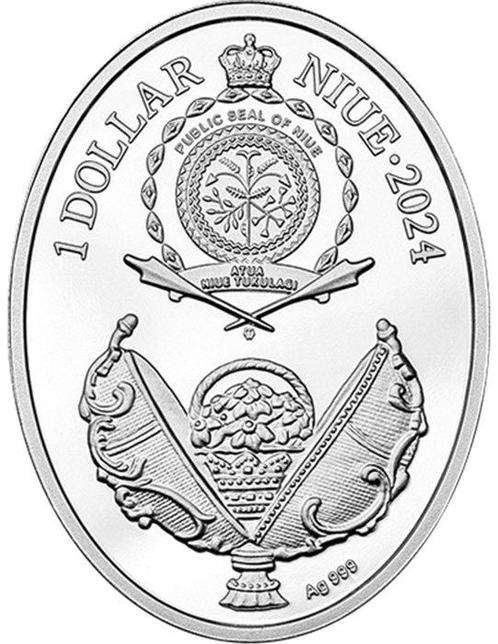 Niue. 1 Dollar 2024 Apple Blossom - Egg Faberge Eggs, (.999), Postzegels en Munten, Munten | Europa | Niet-Euromunten