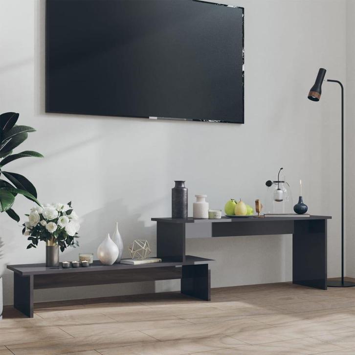 vidaXL Tv-meubel 180x30x43 cm bewerkt hout hoogglans grijs, Huis en Inrichting, Kasten | Televisiemeubels, 25 tot 50 cm, Nieuw