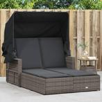 vidaXL Ligbed 2-persoons met luifel en kussens poly rattan, Tuin en Terras, Verzenden, Nieuw