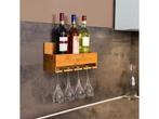 SoBuy - Wandgemonteerd wijnrek met glazenhouder - 17x37x115, Verzenden, Nieuw