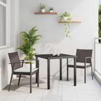 vidaXL Tuin Eetset 3 pcs Bruin Poly riet, Verzenden, Nieuw, Rotan