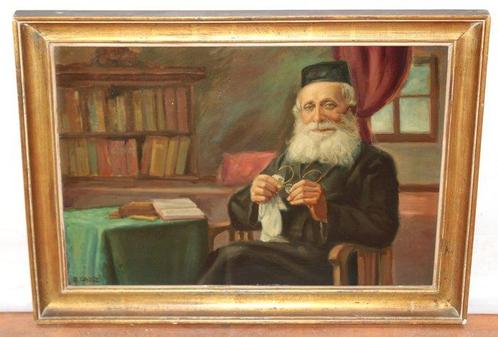 August Ignatz Grosz (1847-1917) - Retrato de un Rabino, Antiek en Kunst, Kunst | Schilderijen | Klassiek