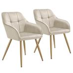 Eetkamerstoel Marilyn, fluweellook, gecapitonneerd - creme/g, Huis en Inrichting, Stoelen, Verzenden, Nieuw